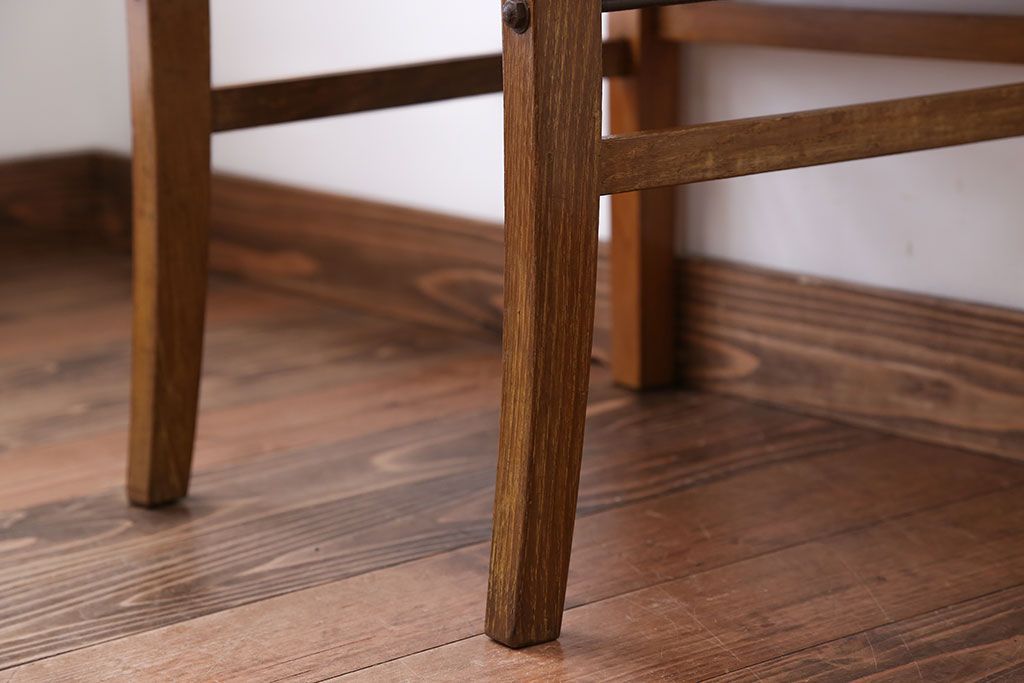 アンティーク家具　和製アンティーク　アンティークリネン座面のシンプルでナチュラルなダイニングチェア(1)