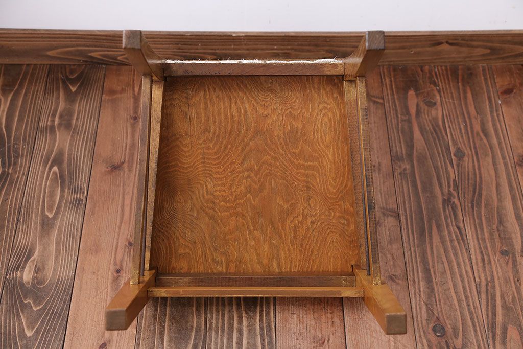 アンティーク家具　和製アンティーク　アンティークリネン座面のシンプルでナチュラルなダイニングチェア(1)