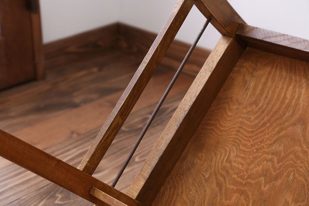 アンティーク家具　和製アンティーク　アンティークリネン座面のシンプルでナチュラルなダイニングチェア(1)