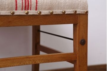 アンティーク家具　和製アンティーク　アンティークリネン座面のシンプルでナチュラルなダイニングチェア(2)