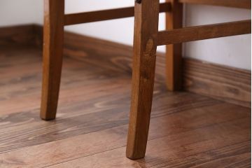 アンティーク家具　和製アンティーク　アンティークリネン座面のシンプルでナチュラルなダイニングチェア(2)