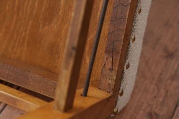 アンティーク家具　和製アンティーク　アンティークリネン座面のシンプルでナチュラルなダイニングチェア(2)