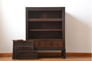 アンティーク家具　古民具・骨董　鉄脚付きアンティーク三尺水屋箪笥