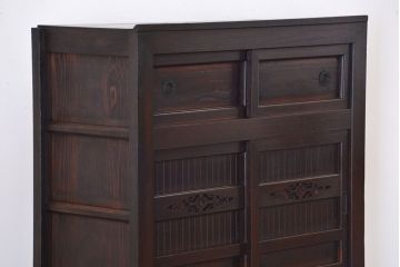 アンティーク家具　古民具・骨董　鉄脚付きアンティーク三尺水屋箪笥