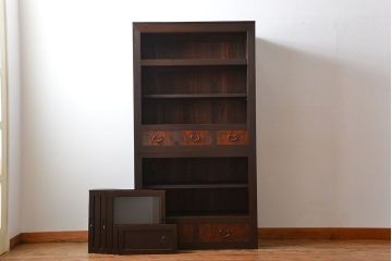 アンティーク家具　古民具・骨董　ガラス引き戸付き!シンプルなアンティーク水屋箪笥