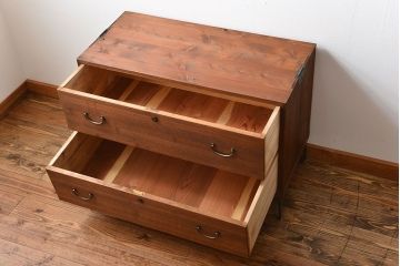 アンティーク家具　和製アンティーク　鉄脚付き古い桐箪笥ローボード(2)