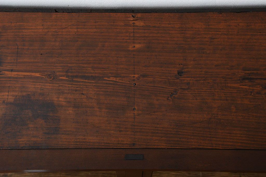 アンティーク家具　和製アンティーク　4枚引き戸付き!古い木製のガラス引き戸収納棚