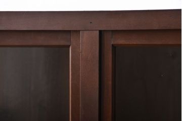 アンティーク家具　和製アンティーク　4枚引き戸付き!古い木製のガラス引き戸収納棚