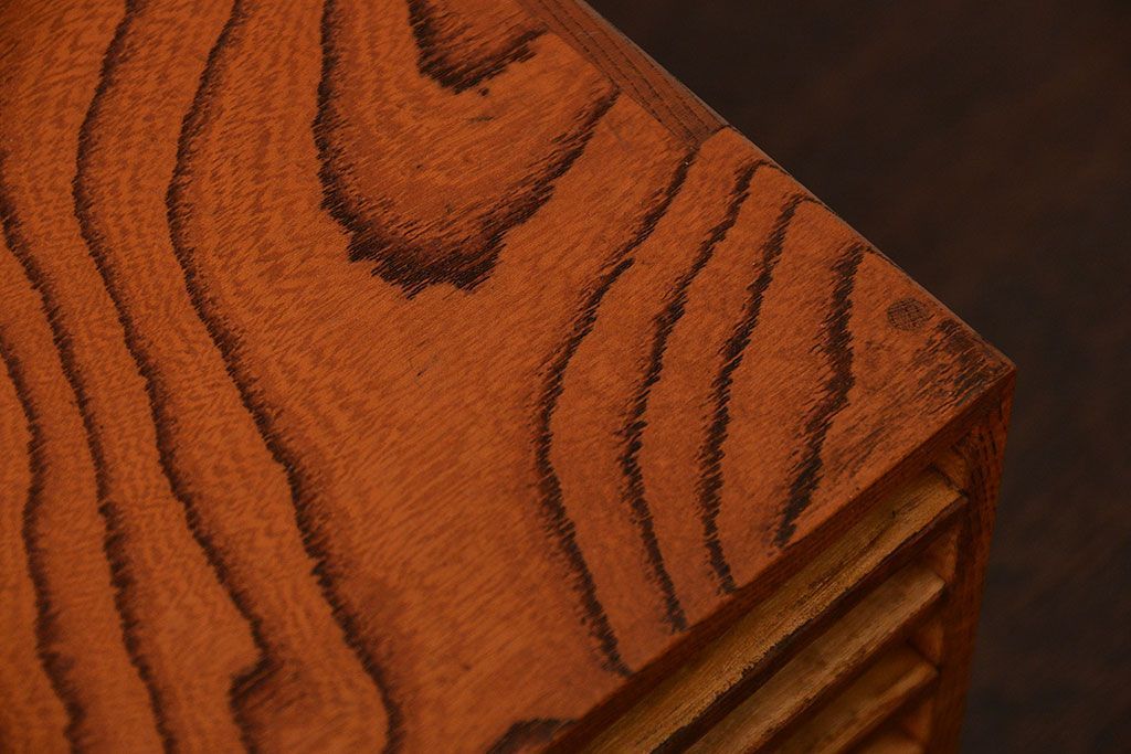 アンティーク家具　和製アンティーク　古い欅材の小さな書類ケース(2)