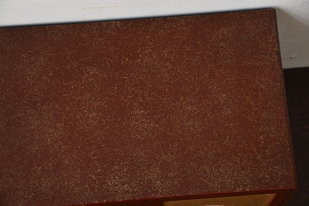 レトロ家具　昭和レトロ　古い木製の小さな戸棚付き小引き出し