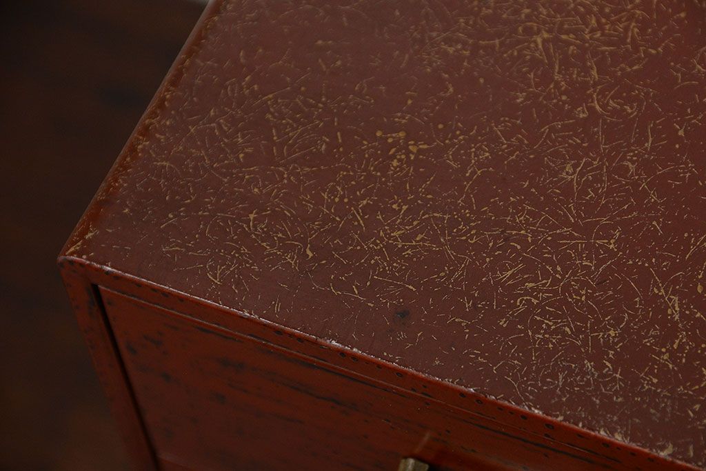 レトロ家具　昭和レトロ　古い木製の小さな戸棚付き小引き出し