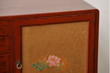 レトロ家具　昭和レトロ　古い木製の小さな戸棚付き小引き出し