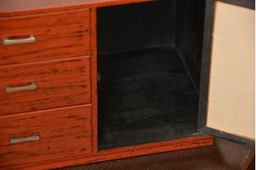 レトロ家具　昭和レトロ　古い木製の小さな戸棚付き小引き出し