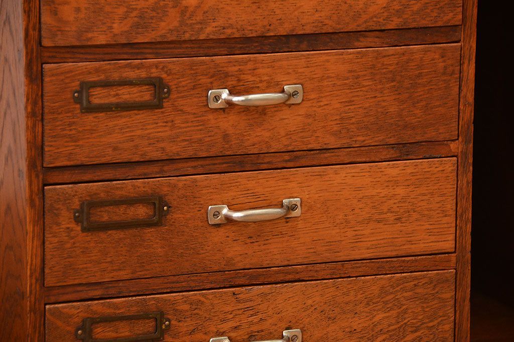 レトロ家具　和製アンティーク　レトロな本立て付き小引き出し