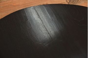 アンティーク家具　和モダンスタイル　天板ブラック塗装!古い木製の丸ちゃぶ台