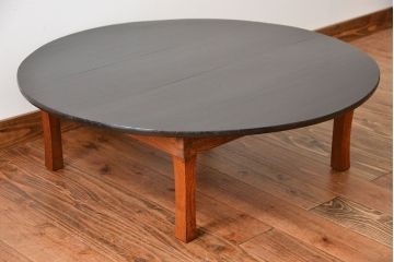 アンティーク家具　和モダンスタイル　天板ブラック塗装!古い木製の丸ちゃぶ台