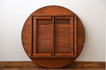 アンティーク家具　和モダンスタイル　天板ブラック塗装!古い木製の丸ちゃぶ台