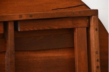 アンティーク家具　和モダンスタイル　天板ブラック塗装!古い木製の丸ちゃぶ台
