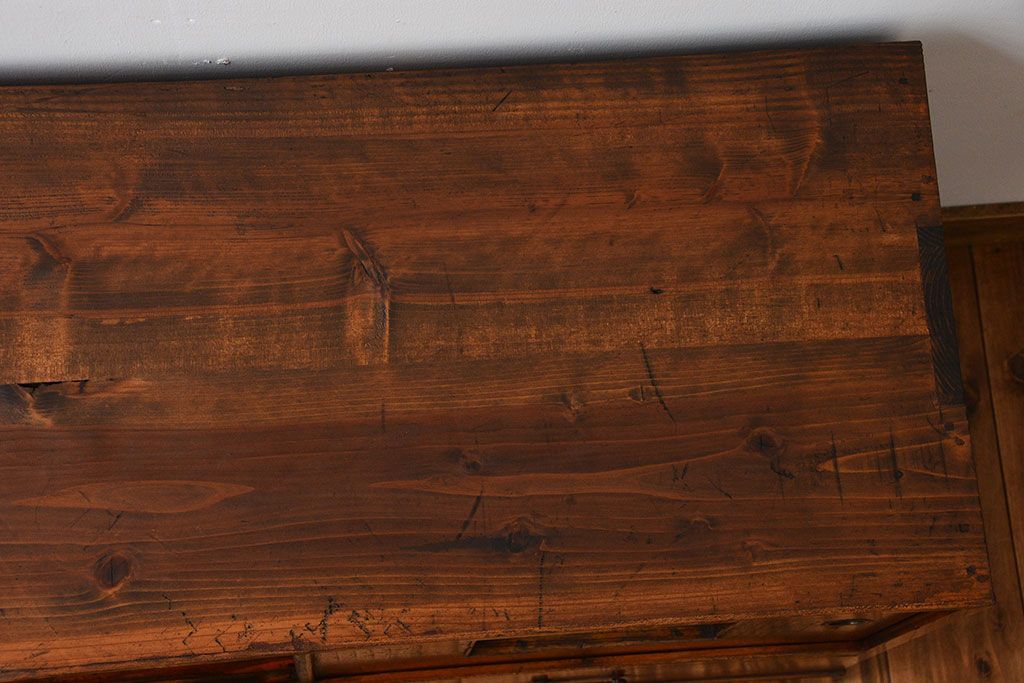 アンティーク家具　古民具・骨董　古い木製のアンティークテレビボード(ローボード)