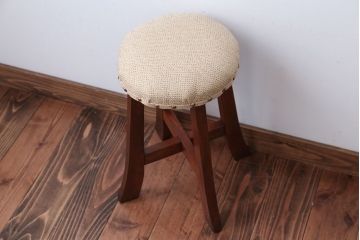 レトロ家具　昭和レトロ　古い木製のかわいい丸スツール