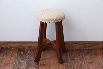 レトロ家具　昭和レトロ　古い木製のかわいい丸スツール