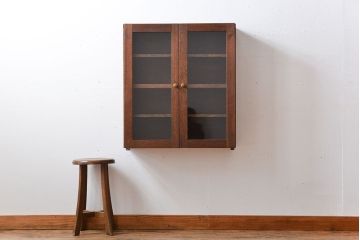 アンティーク家具　アンティーク　古い木の壁掛け収納棚