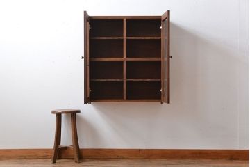 アンティーク家具　アンティーク　古い木の壁掛け収納棚