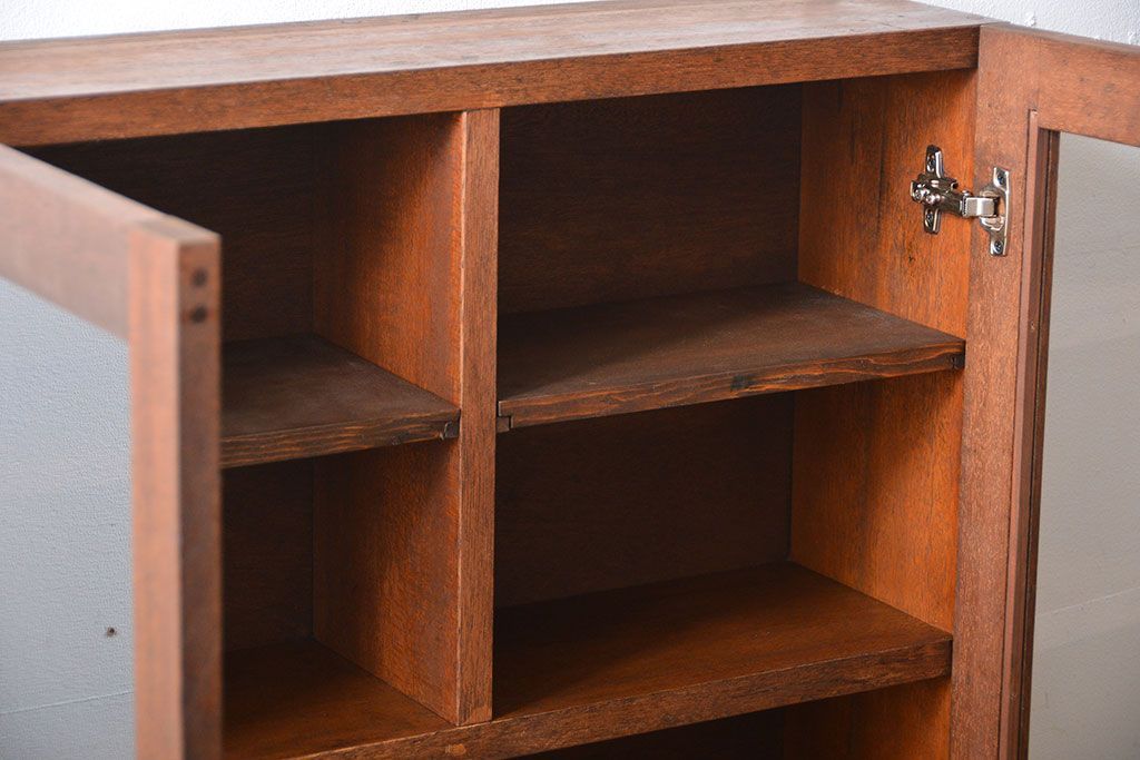 アンティーク家具　アンティーク　古い木の壁掛け収納棚