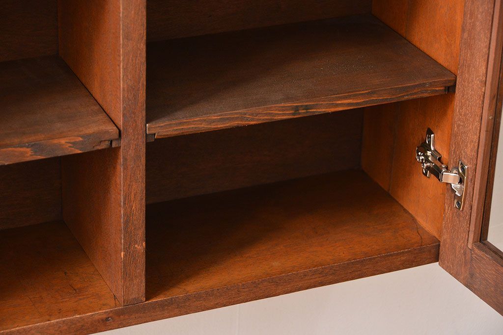 アンティーク家具　アンティーク　古い木の壁掛け収納棚