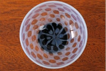 アンティーク雑貨　アンティーク　大正期・乳白市松文様エナメル高台小鉢6個セット(向付)