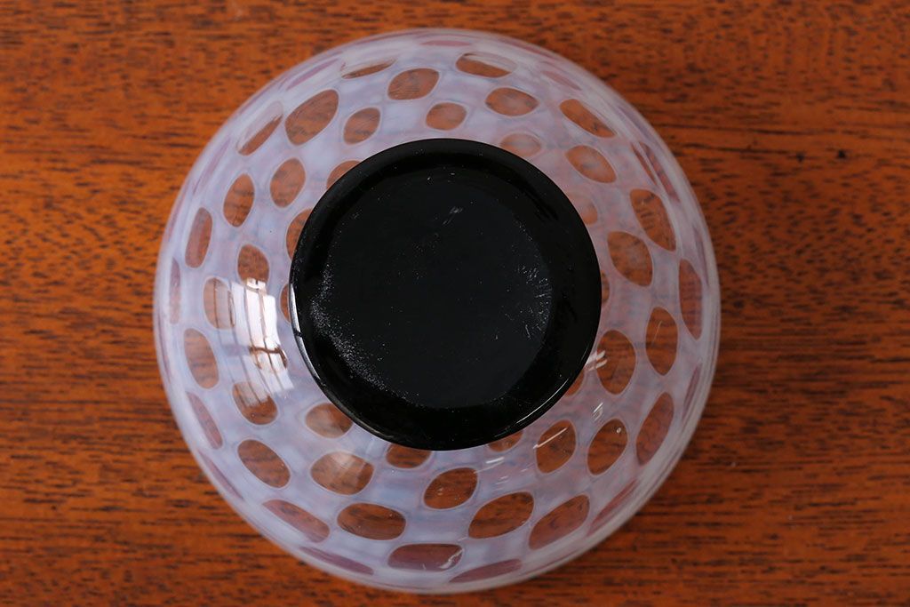 アンティーク雑貨　アンティーク　大正期・乳白市松文様エナメル高台小鉢6個セット(向付)