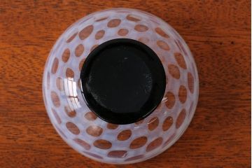 アンティーク雑貨　アンティーク　大正期・乳白市松文様エナメル高台小鉢6個セット(向付)