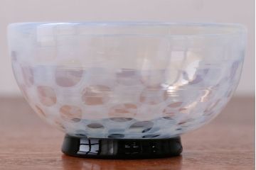 アンティーク雑貨　アンティーク　大正期・乳白市松文様エナメル高台小鉢6個セット(向付)