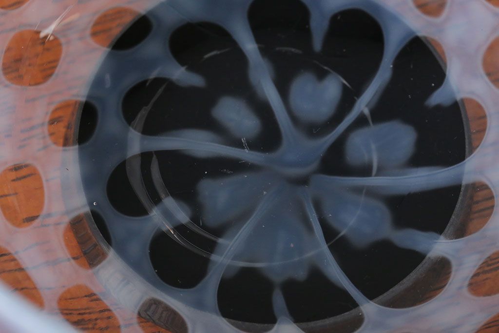 アンティーク雑貨　アンティーク　大正期・乳白市松文様エナメル高台小鉢6個セット(向付)