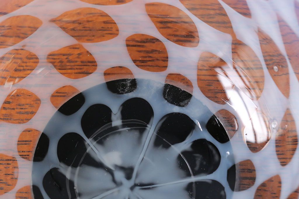 アンティーク雑貨　アンティーク　大正期・乳白市松文様エナメル高台小鉢6個セット(向付)