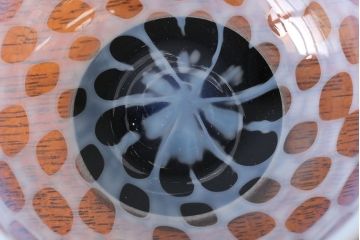 アンティーク雑貨　アンティーク　大正期・乳白市松文様エナメル高台小鉢6個セット(向付)