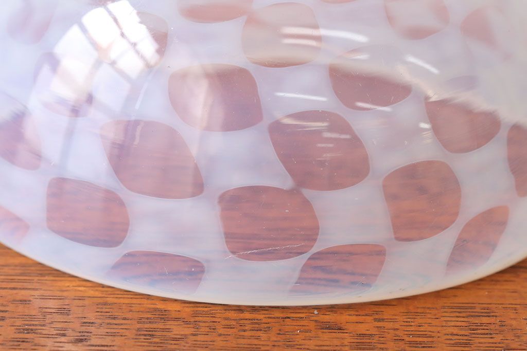 アンティーク雑貨　アンティーク　大正期・乳白市松文様エナメル高台小鉢6個セット(向付)