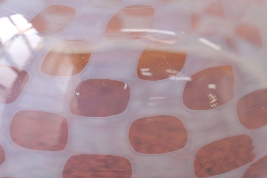 アンティーク雑貨　アンティーク　大正期・乳白市松文様エナメル高台小鉢6個セット(向付)