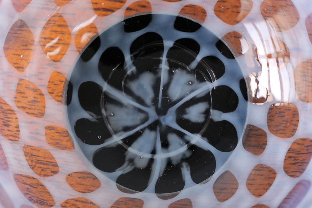 アンティーク雑貨　アンティーク　大正期・乳白市松文様エナメル高台小鉢6個セット(向付)