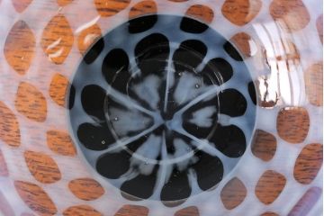 アンティーク雑貨　アンティーク　大正期・乳白市松文様エナメル高台小鉢6個セット(向付)