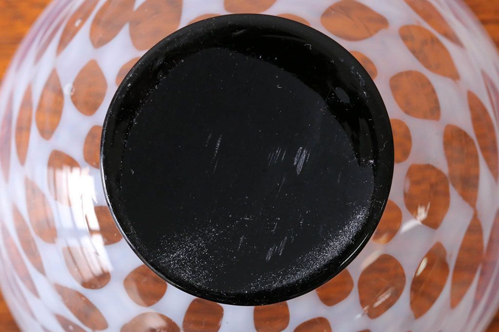 アンティーク雑貨　アンティーク　大正期・乳白市松文様エナメル高台小鉢6個セット(向付)