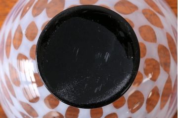 アンティーク雑貨　アンティーク　大正期・乳白市松文様エナメル高台小鉢6個セット(向付)