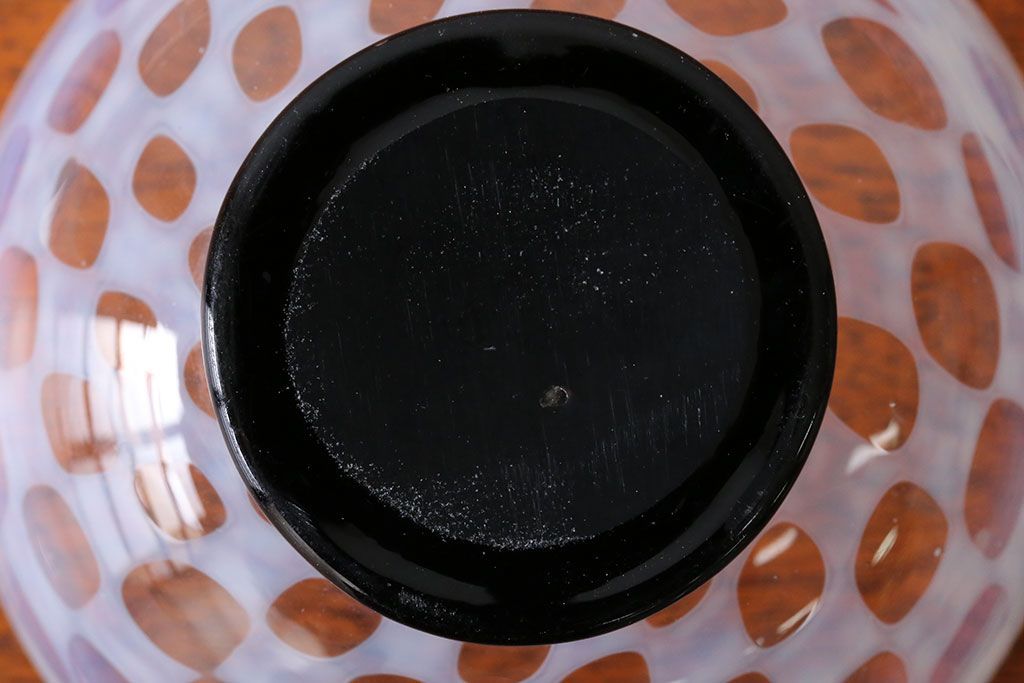 アンティーク雑貨　アンティーク　大正期・乳白市松文様エナメル高台小鉢6個セット(向付)