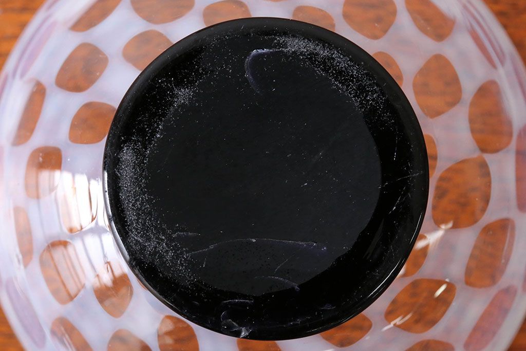 アンティーク雑貨　アンティーク　大正期・乳白市松文様エナメル高台小鉢6個セット(向付)