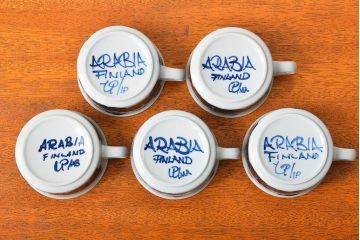 アンティーク雑貨　北欧ビンテージ　アラビア(ARABIA)アネモネ・カップ&ソーサー5客セット