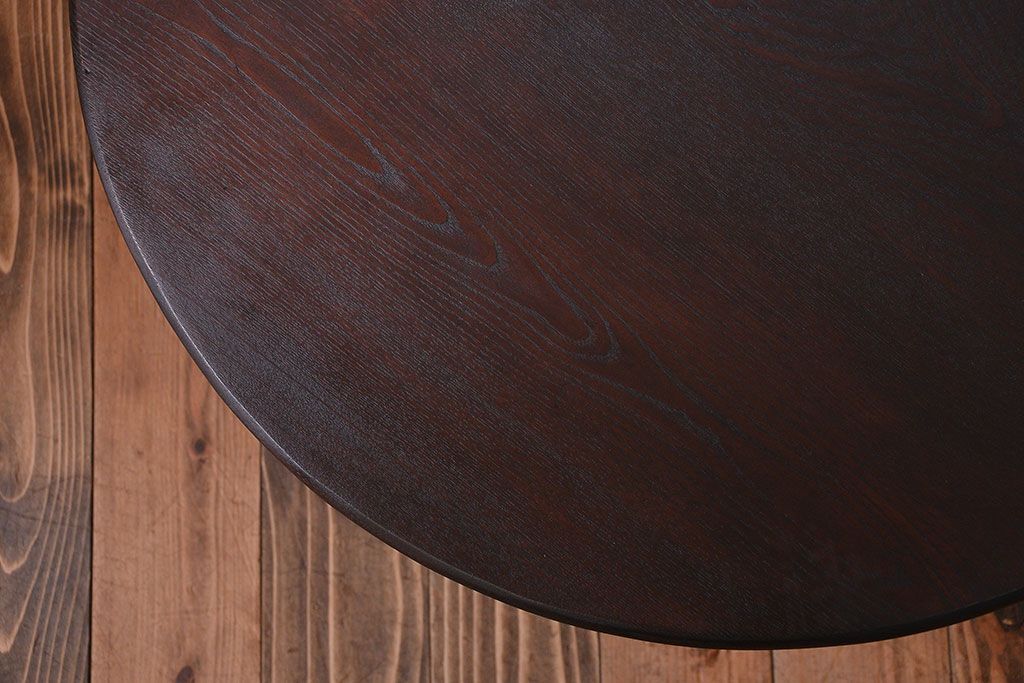 アンティーク家具　和製アンティーク　古い木製のラウンドセンターテーブル(1)