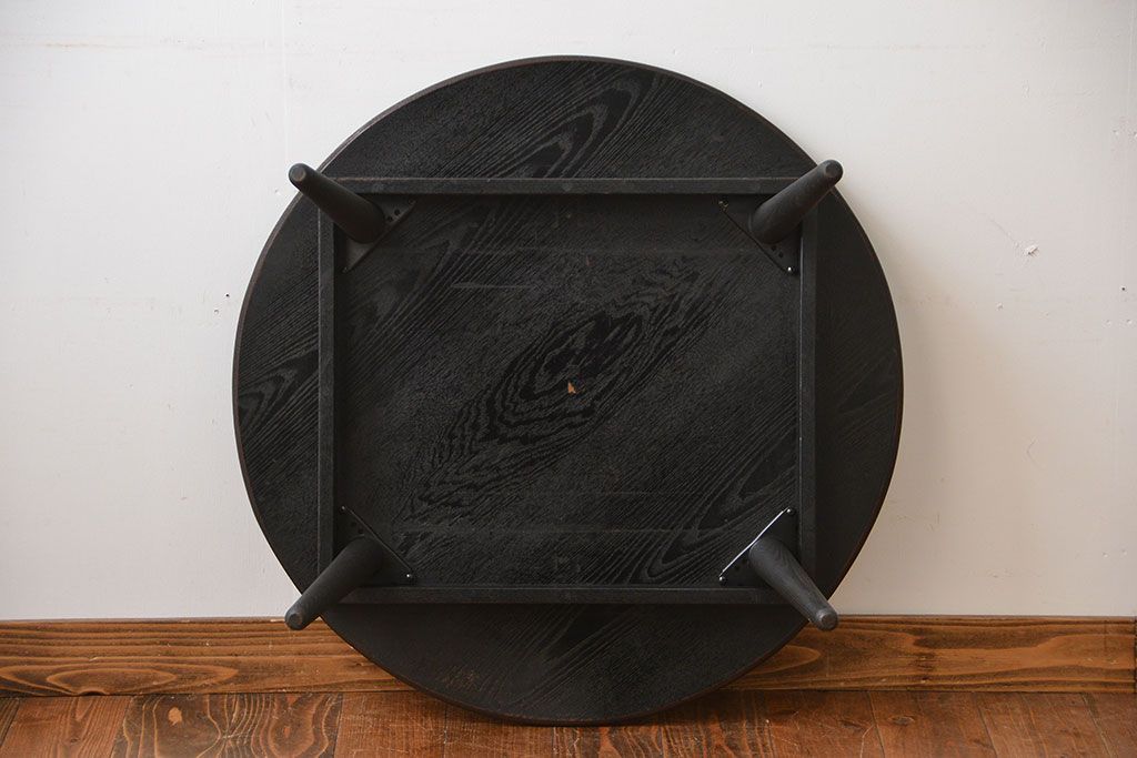 アンティーク家具　和製アンティーク　古い木製のラウンドセンターテーブル(1)