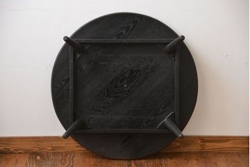 アンティーク家具　和製アンティーク　古い木製のラウンドセンターテーブル(1)