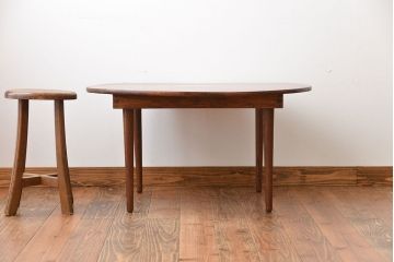 アンティーク家具　和製アンティーク　古い木製のラウンドセンターテーブル(2)