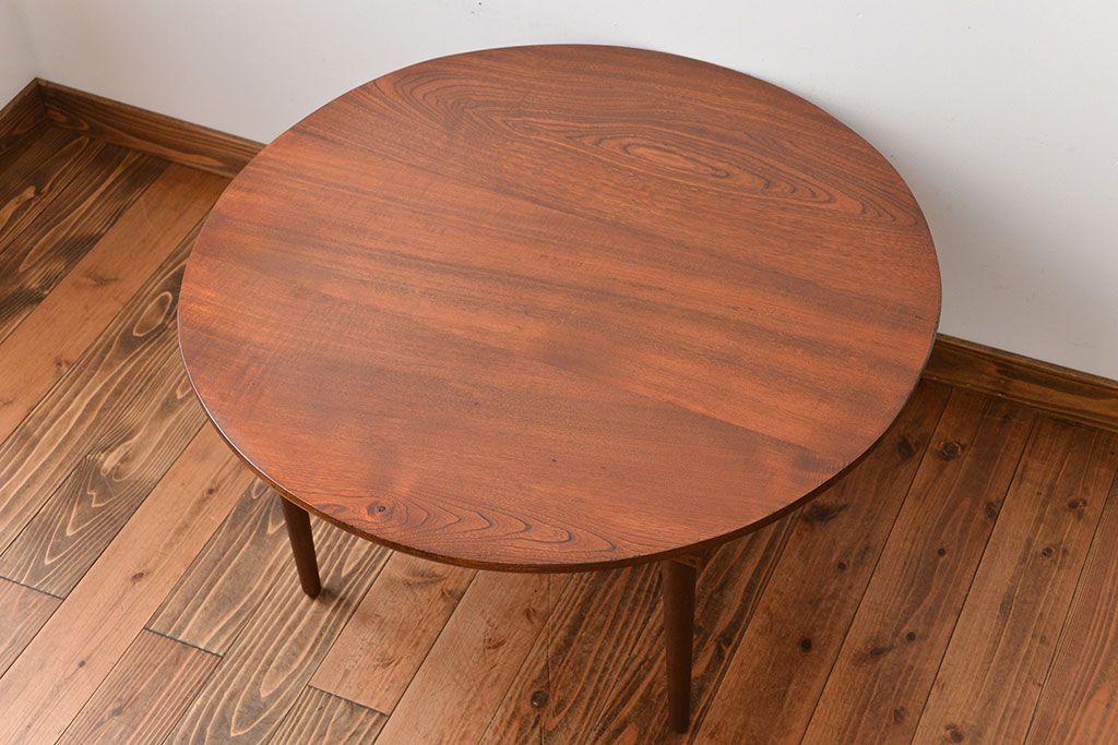 アンティーク家具　和製アンティーク　古い木製のラウンドセンターテーブル(2)
